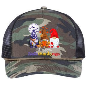 Halloween Thanksgiving Christmas Happy Hallothanksmas Gnomes Retro Rope Trucker Hat Cap