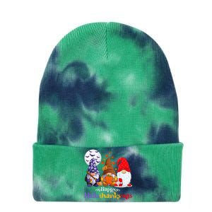 Halloween Thanksgiving Christmas Happy Hallothanksmas Gnomes Tie Dye 12in Knit Beanie