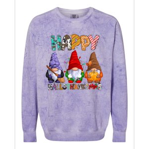 Halloween Thanksgiving Christmas Happy Hallothanksmas Gnomes Gift Colorblast Crewneck Sweatshirt