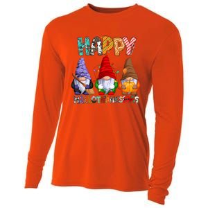 Halloween Thanksgiving Christmas Happy Hallothanksmas Gnomes Gift Cooling Performance Long Sleeve Crew