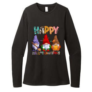 Halloween Thanksgiving Christmas Happy Hallothanksmas Gnomes Gift Womens CVC Long Sleeve Shirt