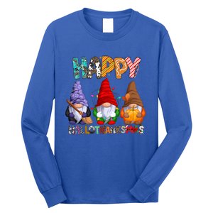 Halloween Thanksgiving Christmas Happy Hallothanksmas Gnomes Gift Long Sleeve Shirt