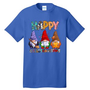 Halloween Thanksgiving Christmas Happy Hallothanksmas Gnomes Gift Tall T-Shirt