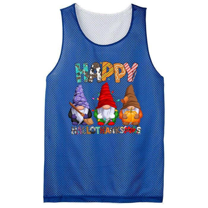 Halloween Thanksgiving Christmas Happy Hallothanksmas Gnomes Gift Mesh Reversible Basketball Jersey Tank