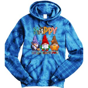 Halloween Thanksgiving Christmas Happy Hallothanksmas Gnomes Gift Tie Dye Hoodie