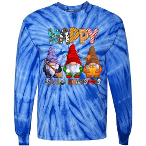 Halloween Thanksgiving Christmas Happy Hallothanksmas Gnomes Gift Tie-Dye Long Sleeve Shirt