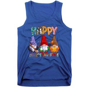 Halloween Thanksgiving Christmas Happy Hallothanksmas Gnomes Gift Tank Top