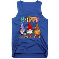 Halloween Thanksgiving Christmas Happy Hallothanksmas Gnomes Gift Tank Top