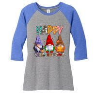 Halloween Thanksgiving Christmas Happy Hallothanksmas Gnomes Gift Women's Tri-Blend 3/4-Sleeve Raglan Shirt