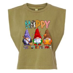 Halloween Thanksgiving Christmas Happy Hallothanksmas Gnomes Gift Garment-Dyed Women's Muscle Tee