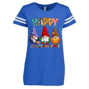 Halloween Thanksgiving Christmas Happy Hallothanksmas Gnomes Gift Enza Ladies Jersey Football T-Shirt