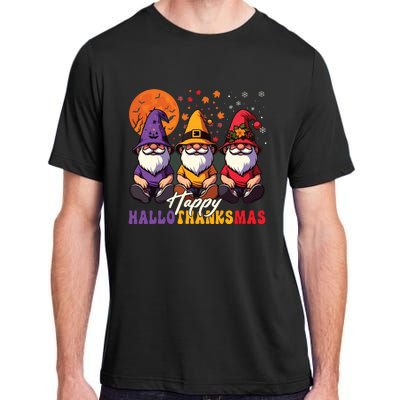 Halloween Thanksgiving Christmas Happy Hallothanksmas Gnomes Adult ChromaSoft Performance T-Shirt