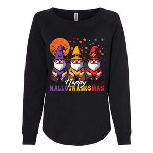 Halloween Thanksgiving Christmas Happy Hallothanksmas Gnomes Womens California Wash Sweatshirt