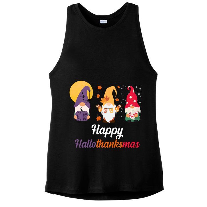 Halloween Thanksgiving Christmas Holiday Gnomes Ladies PosiCharge Tri-Blend Wicking Tank