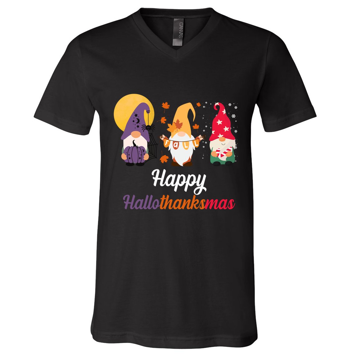 Halloween Thanksgiving Christmas Holiday Gnomes V-Neck T-Shirt