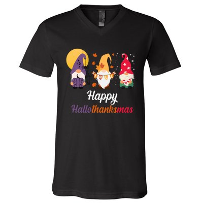 Halloween Thanksgiving Christmas Holiday Gnomes V-Neck T-Shirt