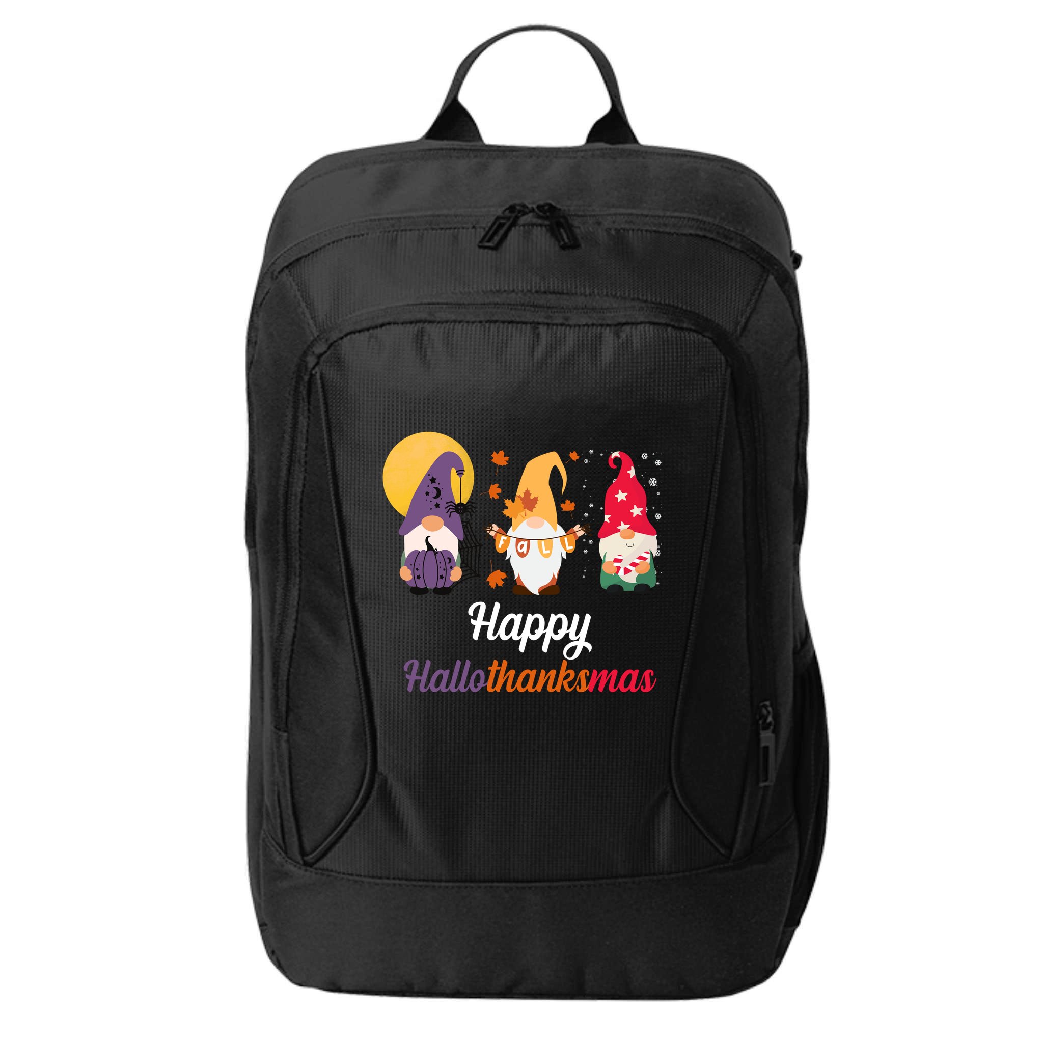 Halloween Thanksgiving Christmas Holiday Gnomes City Backpack