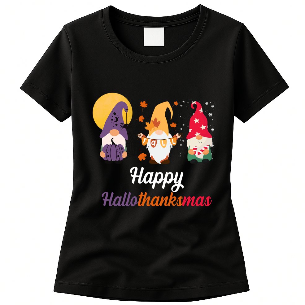Halloween Thanksgiving Christmas Holiday Gnomes Womens T-Shirt