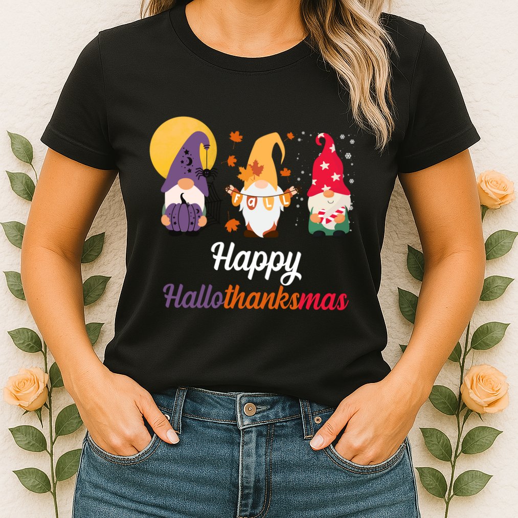 Halloween Thanksgiving Christmas Holiday Gnomes Womens T-Shirt