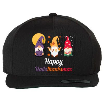 Halloween Thanksgiving Christmas Holiday Gnomes Wool Snapback Cap