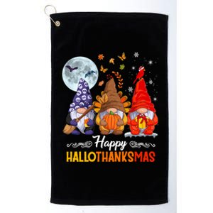 Halloween Thanksgiving Christmas Happy Hallothanksmas Gnomes Cute Gift Platinum Collection Golf Towel