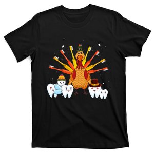 Happy Thanksgiving Cute Turkey Teeth Toothbrush Dental Fall T-Shirt