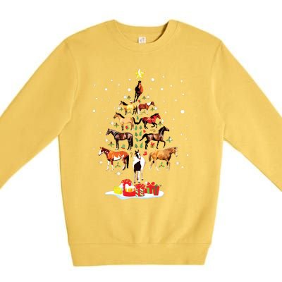 Horse Tree Christmas Horses Xmas Gifts Premium Crewneck Sweatshirt