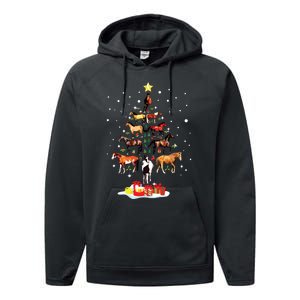 Horse Tree Christmas Horses Xmas Gifts Performance Fleece Hoodie