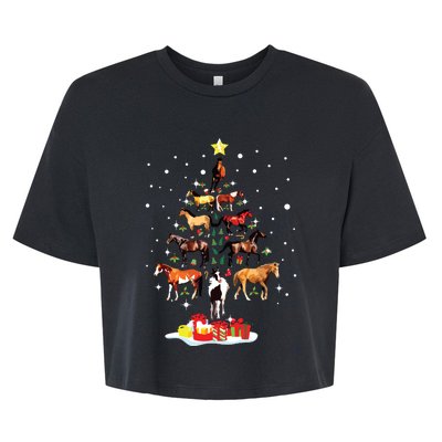 Horse Tree Christmas Horses Xmas Gifts Bella+Canvas Jersey Crop Tee