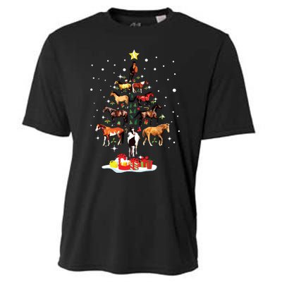 Horse Tree Christmas Horses Xmas Gifts Cooling Performance Crew T-Shirt