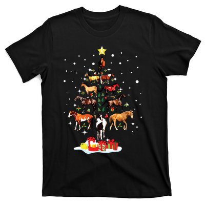 Horse Tree Christmas Horses Xmas Gifts T-Shirt