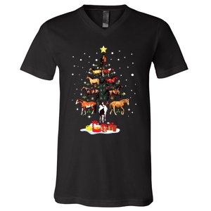 Horse Tree Christmas Horses Xmas Gifts V-Neck T-Shirt