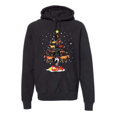 Horse Tree Christmas Horses Xmas Gifts Premium Hoodie