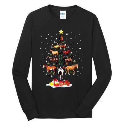 Horse Tree Christmas Horses Xmas Gifts Tall Long Sleeve T-Shirt