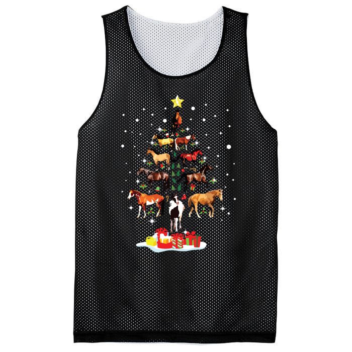 Horse Tree Christmas Horses Xmas Gifts Mesh Reversible Basketball Jersey Tank