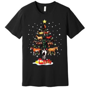 Horse Tree Christmas Horses Xmas Gifts Premium T-Shirt