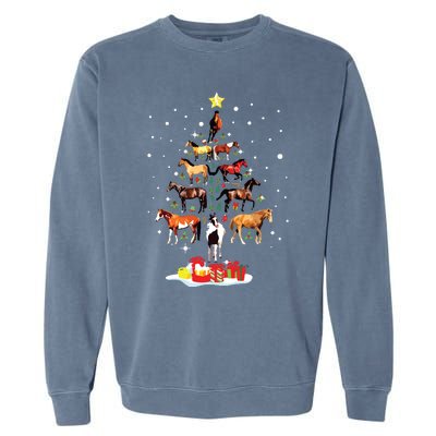 Horse Tree Christmas Horses Xmas Gifts Garment-Dyed Sweatshirt