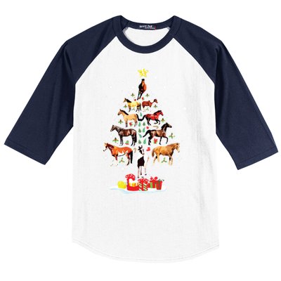 Horse Tree Christmas Horses Xmas Gifts Baseball Sleeve Shirt