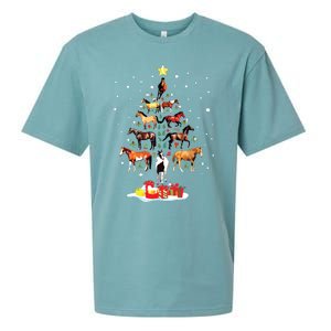 Horse Tree Christmas Horses Xmas Gifts Sueded Cloud Jersey T-Shirt