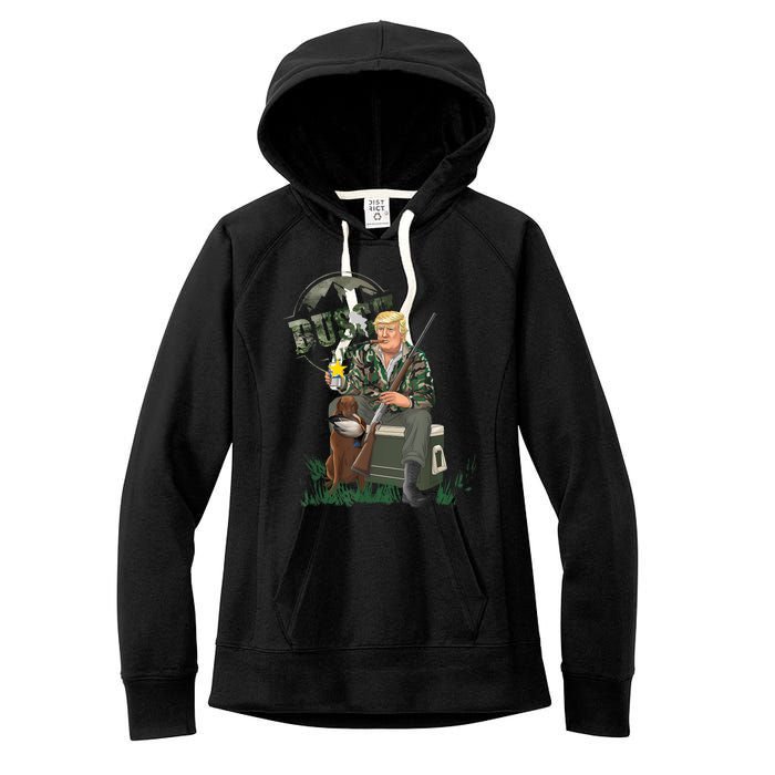 Hunting Trump Camo Duck Election Maga 2024 Voter Women's Fleece Hoodie