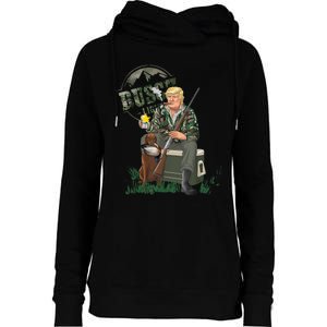 Hunting Trump Camo Duck Election Maga 2024 Voter Womens Funnel Neck Pullover Hood