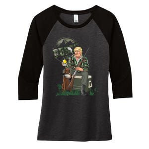 Hunting Trump Camo Duck Election Maga 2024 Voter Women's Tri-Blend 3/4-Sleeve Raglan Shirt