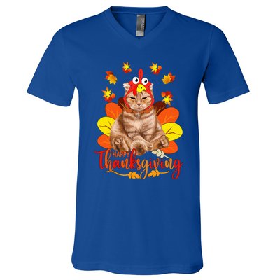 Happy Thanksgiving  Cat Turkey Christmas Day V-Neck T-Shirt