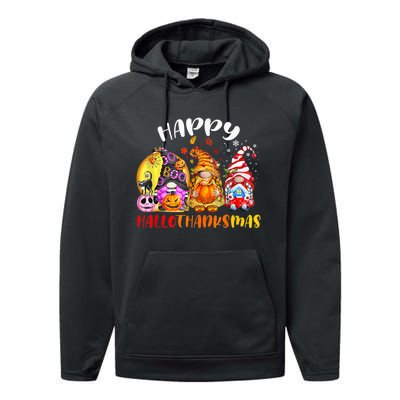 Halloween Thanksgiving Christmas Happy HalloThanksMas Gnomes Performance Fleece Hoodie