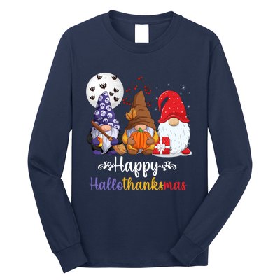 Halloween Thanksgiving Christmas Happy HalloThanksMas Gnomes Long Sleeve Shirt