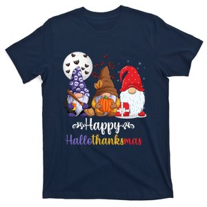 Halloween Thanksgiving Christmas Happy HalloThanksMas Gnomes T-Shirt