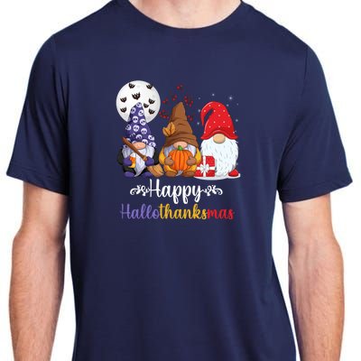 Halloween Thanksgiving Christmas Happy HalloThanksMas Gnomes Adult ChromaSoft Performance T-Shirt