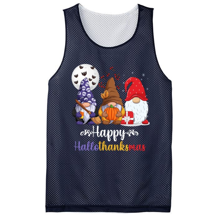 Halloween Thanksgiving Christmas Happy HalloThanksMas Gnomes Mesh Reversible Basketball Jersey Tank