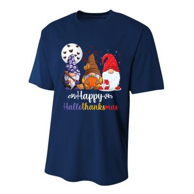 Halloween Thanksgiving Christmas Happy HalloThanksMas Gnomes Performance Sprint T-Shirt