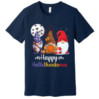 Halloween Thanksgiving Christmas Happy HalloThanksMas Gnomes Premium T-Shirt